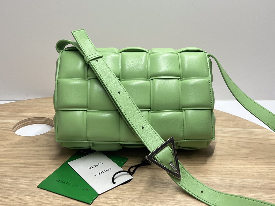 Padded Cassette Intreccio Leather Cross-body Bag Apple Green